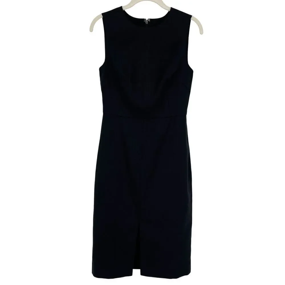 J.Crew High Neck Sheath Dress in Stretch Linen Blend Black Size 0 NEW with tags!